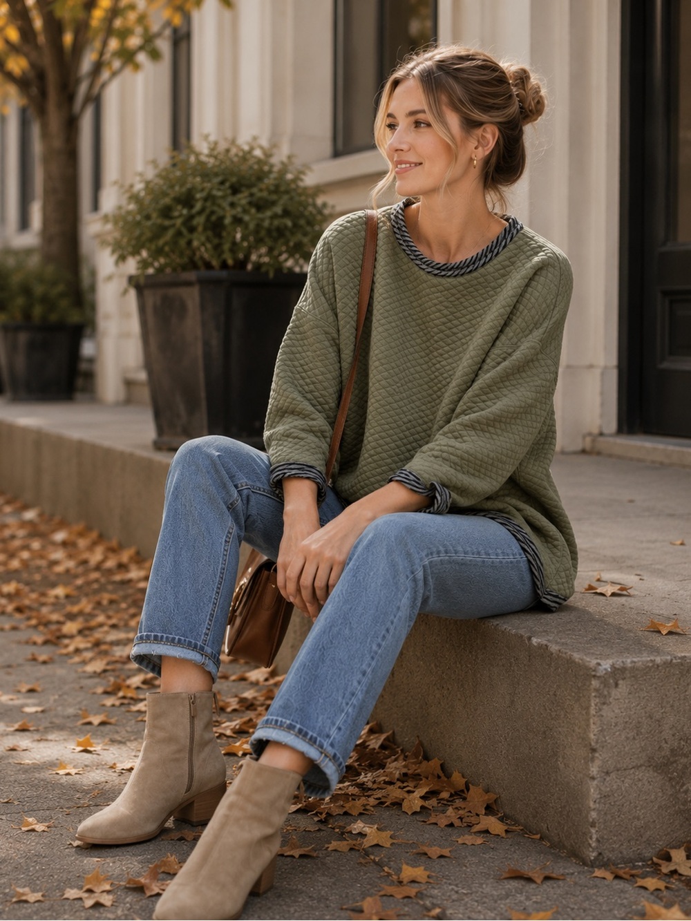 TUCKERNUCK Ally Swing Quilted Reversible Sweatshirt Sage Green Tennis Preppy S - Picture 5 of 17